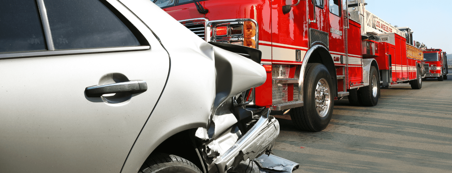 Red truck crashed into car